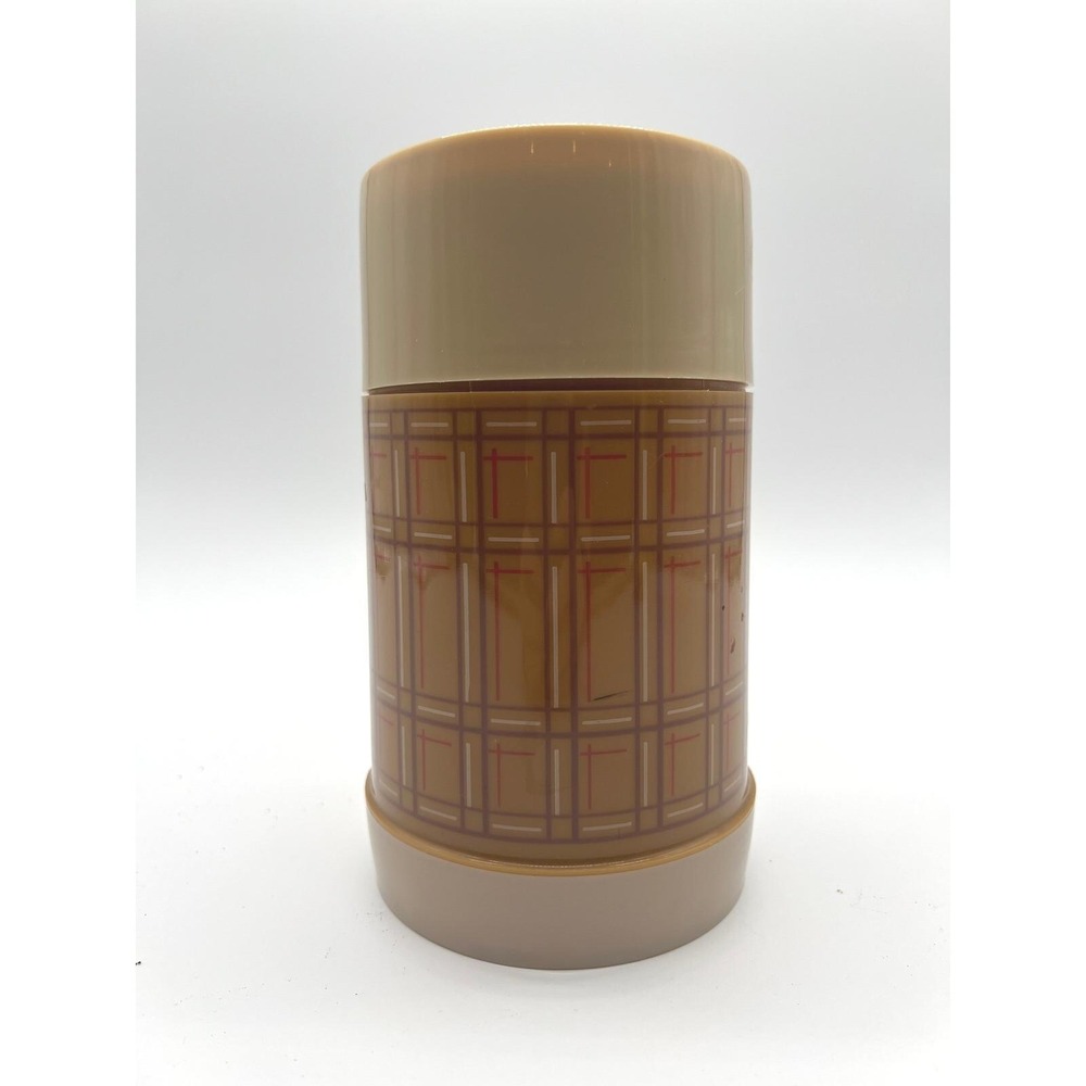 Vintage Aladdin UNUSED Thermos 70s Plaid Clean Retro Kitchen Decor Camping Lunch
